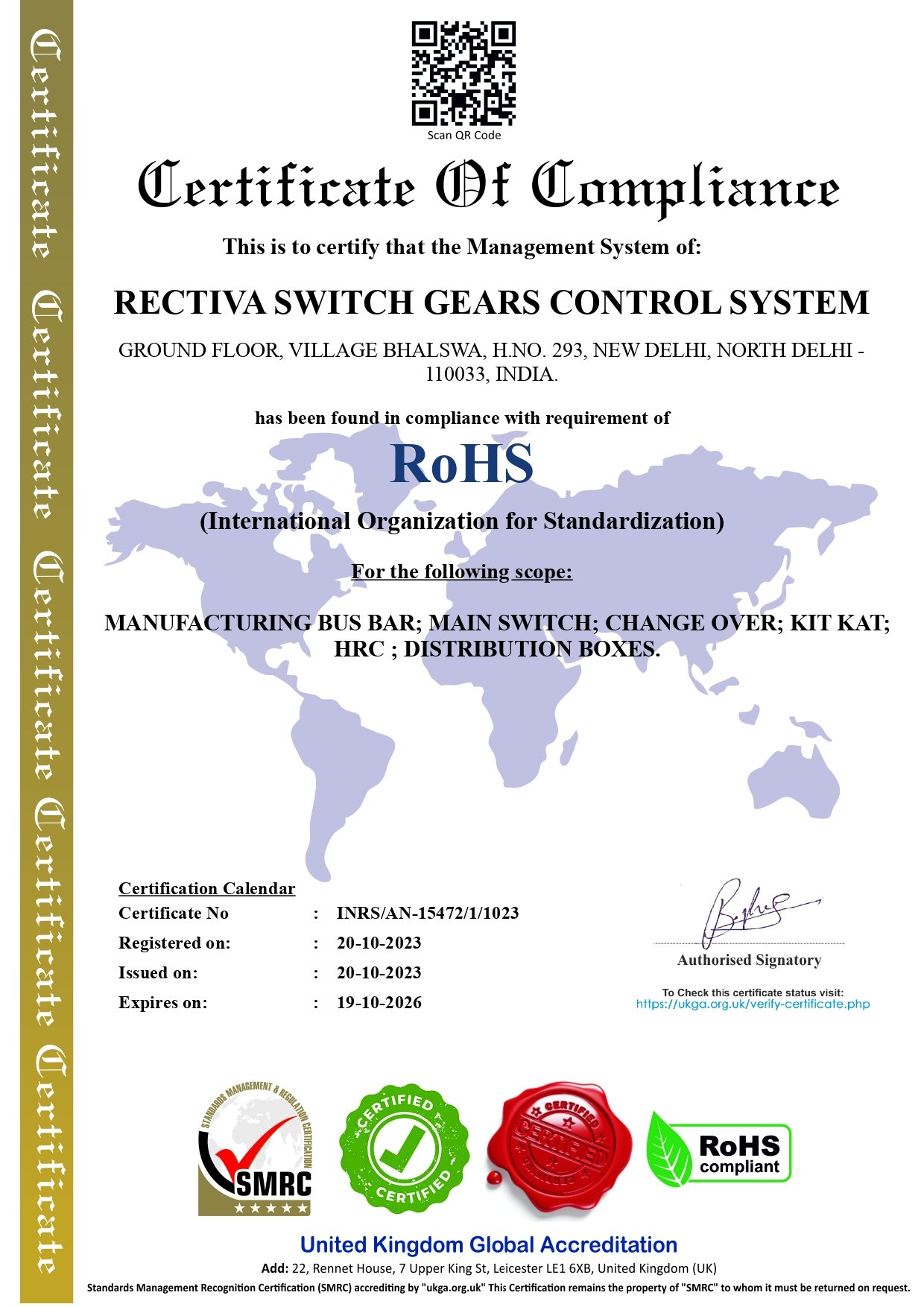 RoHS Certificate of Compliance